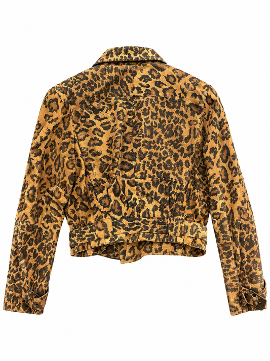 Vintage Leopard Suede Bomber Jacket