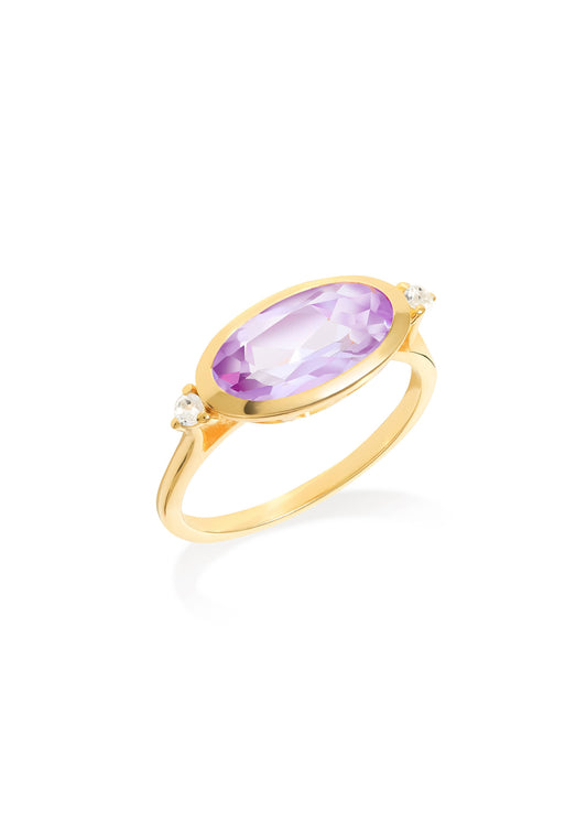 Gold Plated 925 Silver Pink Amethyst Elegance Ring