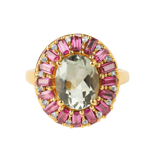 Gold Vermeil Silver Celestial Courtship Green Amethyst Ring