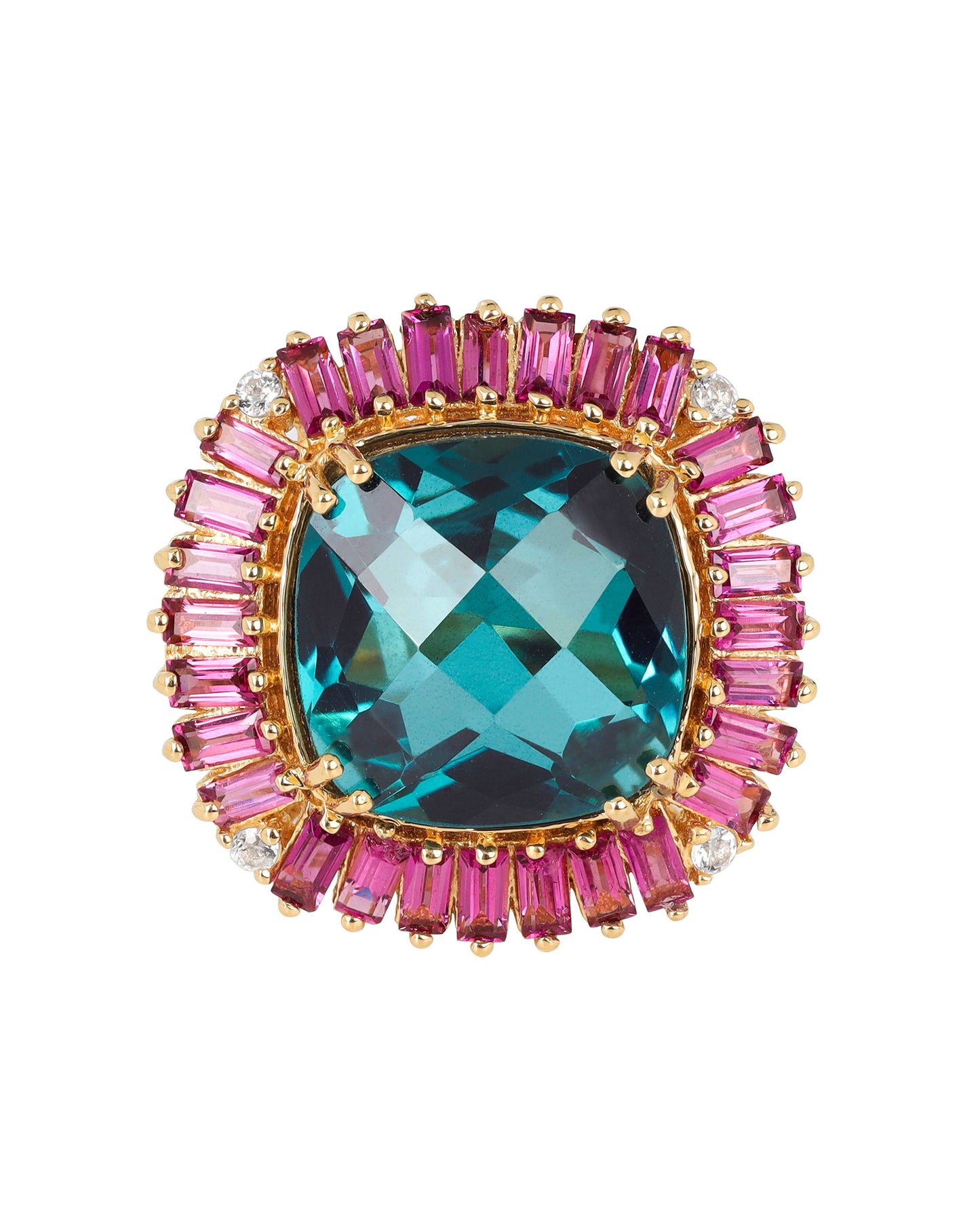 Gold Vermeil Silver London Blue Quartz Celestial Bloom Ring