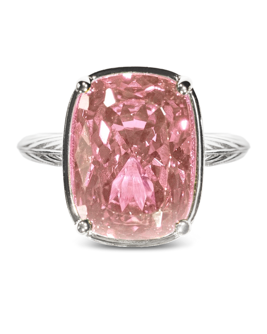 Sterling Silver Elongated Cushion Pink Sapphire CZ Cocktail Ring