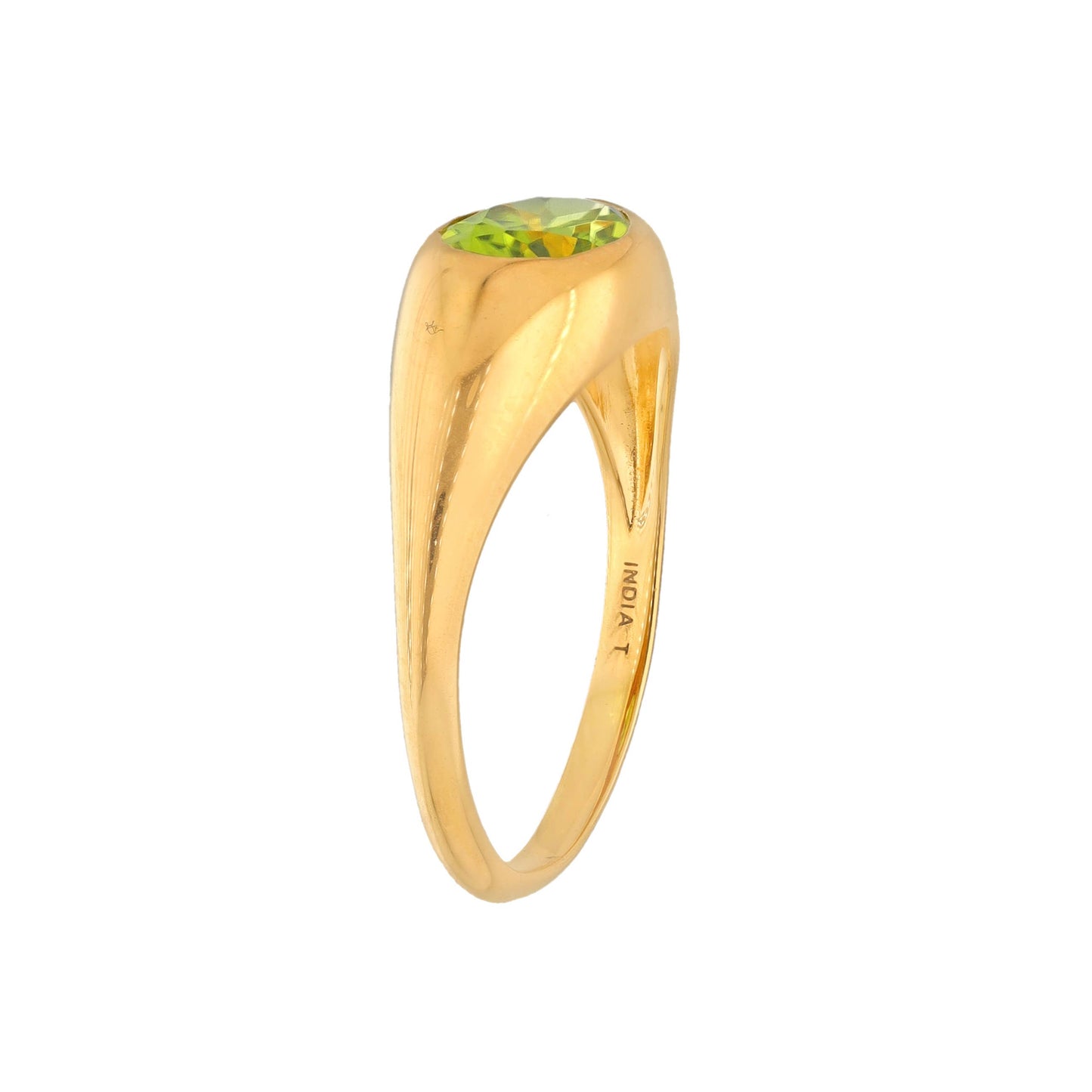 Gold Plated Over Silver Peridot Solitaire Ring