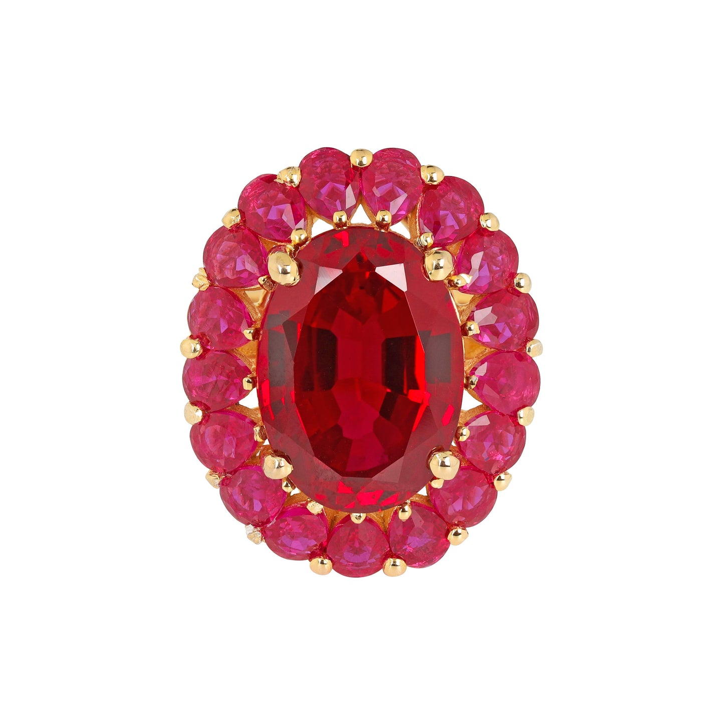 Gold Plated 925 Silver Crimson Halo Lab Created Ruby Ring
