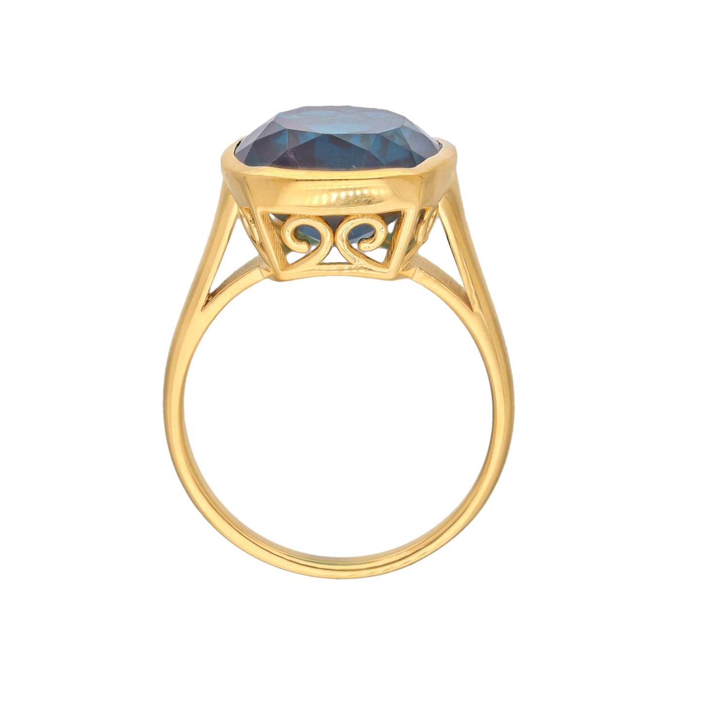 Gold Plated Over Silver London Blue Quartz Statement Rings