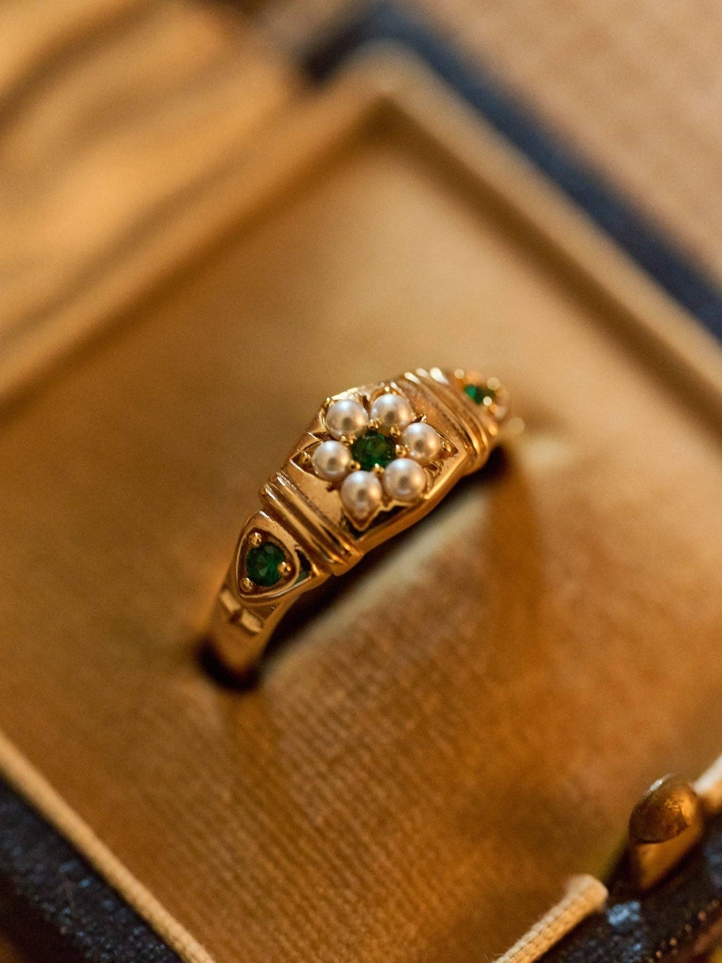 Charlotte Pearl Emerald Ring