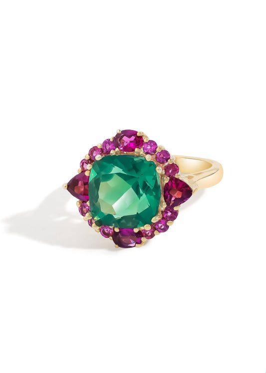 Gold Plated 925 Silver Green Gluorite Teal Reverie Ring